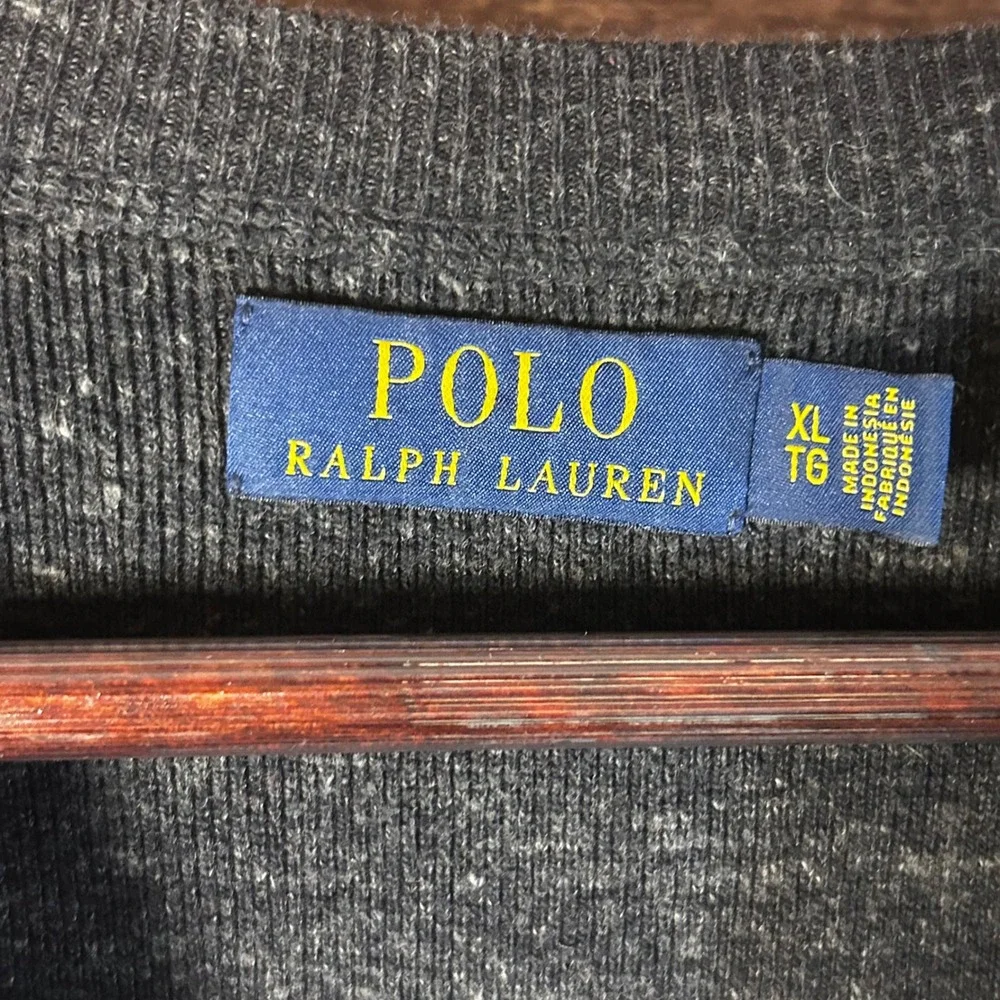 Polo Ralph Lauren Mens XL Charcoal Gray Marl 100% Cotton Crewneck Sweater Pony